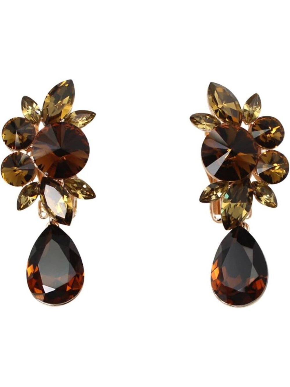 Chic Floral Clip-On Earrings for Women | Statement Dangling Design, Perfect